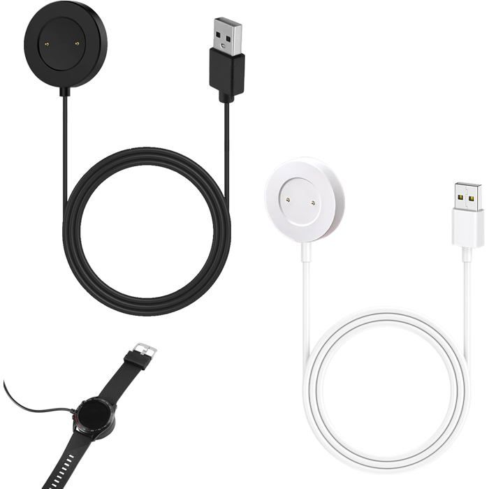 Chargeur pour montre connectée-KAL-2 Pcs Chargeur Huawei Watch GT/2/2E & Honor Dream/Magic/GS Pro–USB Rapide Noir+Blanc