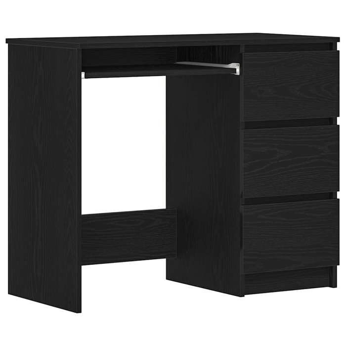 Bureau en bois dingénierie - vidaxl - Chêne noir - 90x45x76 cm - 3 tiroirs - Facile à nettoyer - Assemblage requis