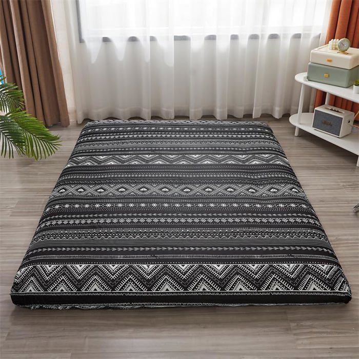 Housse imprimée pour matelas futon tatami sans futon coton doux avec fermeture éclair 150x200 cm Label