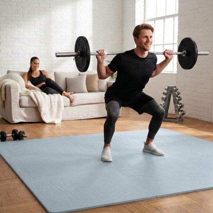 eyepower - Set de 18 Dalles Puzzle Protection Sol Fitness avec Bordures - 30x30 cm Gris - Tapis de Sol - Sport Home Gym eyepower - Set de 18 Dalles Puzzle Protection Sol Fitness avec Bordures - 30x30 cm Gris - Tapis de Sol - Sport Home Gym