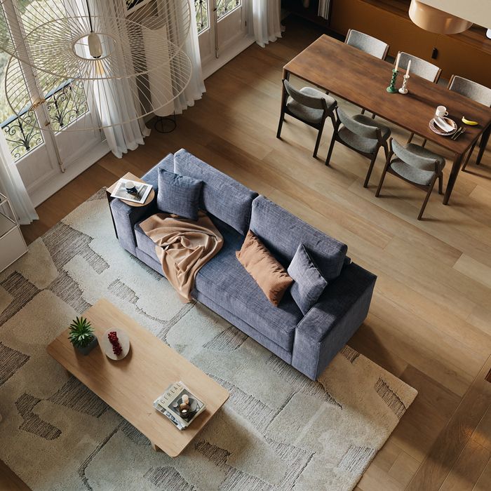 SLOME Canapé 3 places bleu denim accoudoirs carrés NEO SLOME Canapé 3 places bleu denim accoudoirs carrés NEO