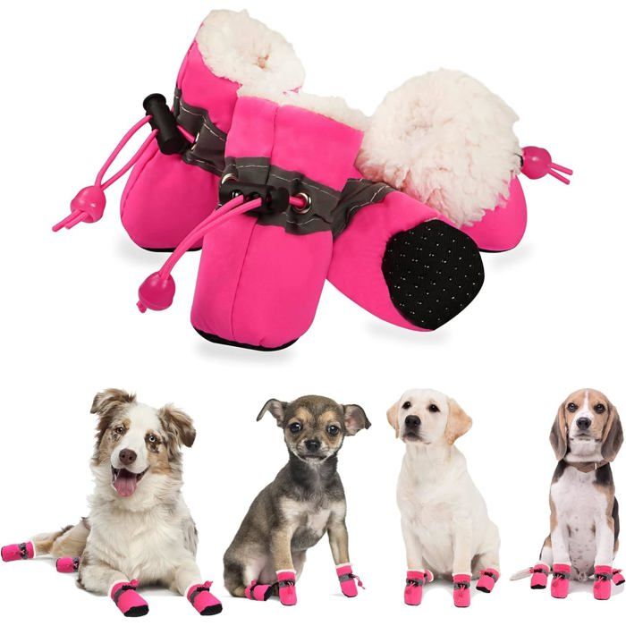 Chaussures pour Chien Bottes dhiver Chaudes et Confortables Semelles Souples Baskets antidérapantes 3: 4x3 cm Rose)