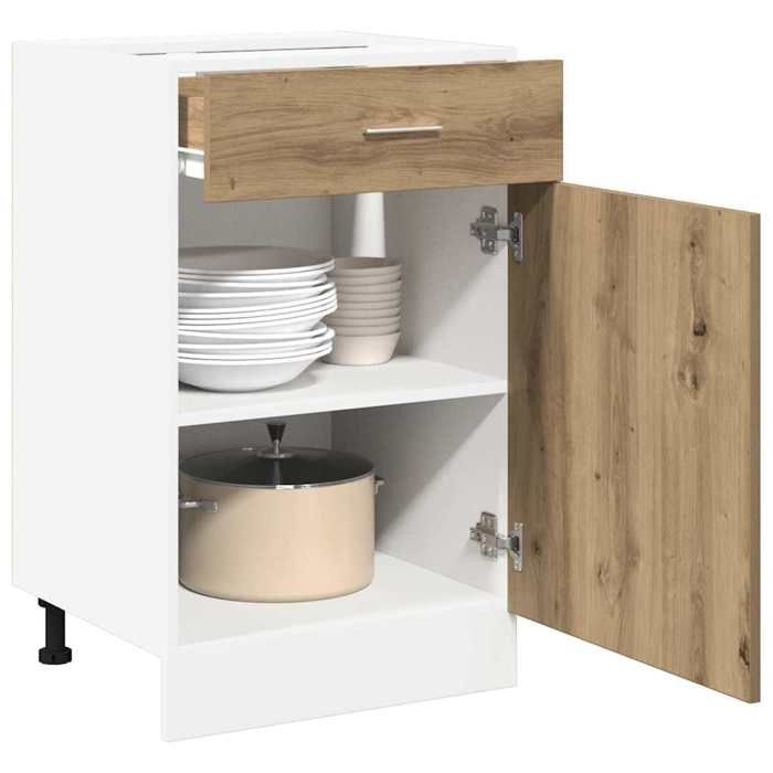 Armoire à tiroirs Lyon - Meuble de rangement - design simple - bois dingénierie - chêne artisanal - sans plan de travail - 40x46x81