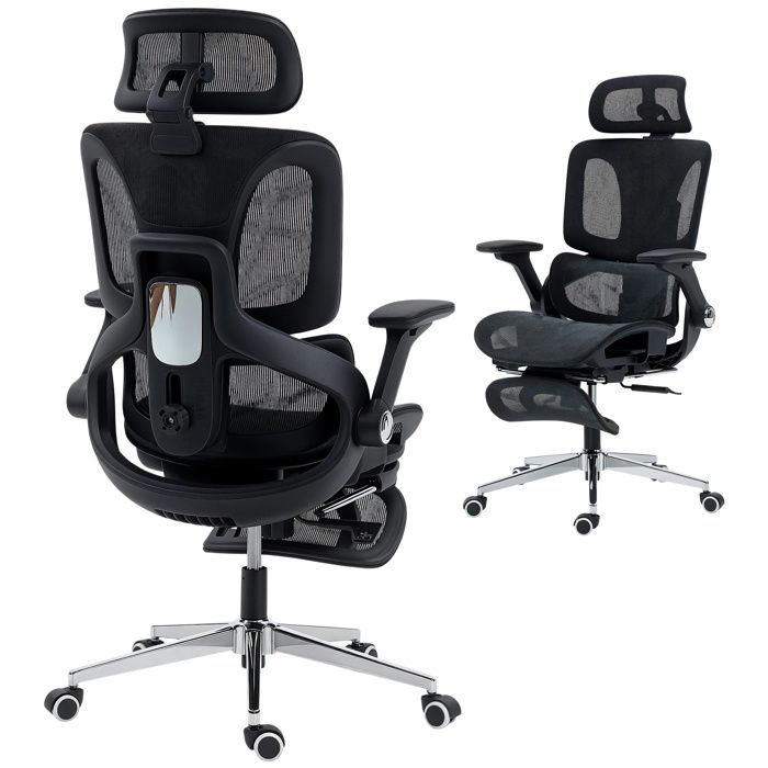 Chaise de bureau - HOMCOM - accoudoirs 4D appui-tête et profondeur dassise réglables - maille - 67 x 74 x 132 cm - noir Chaise de bureau - HOMCOM - accoudoirs 4D appui-tête et profondeur dassise réglables - maille - 67 x 74 x 132 cm - noir