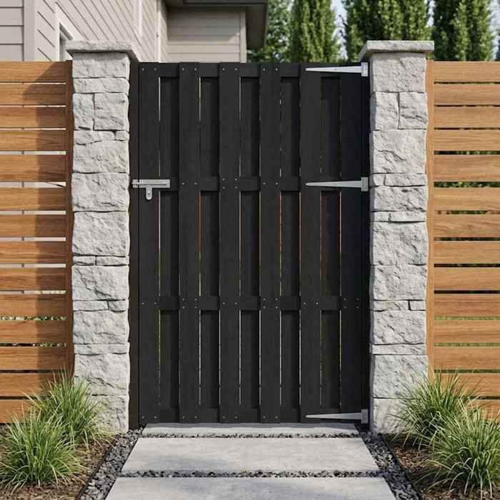 vidaXL Porte de Jardin 100 x 180 cm WPC et Aluminium Noir 42039046