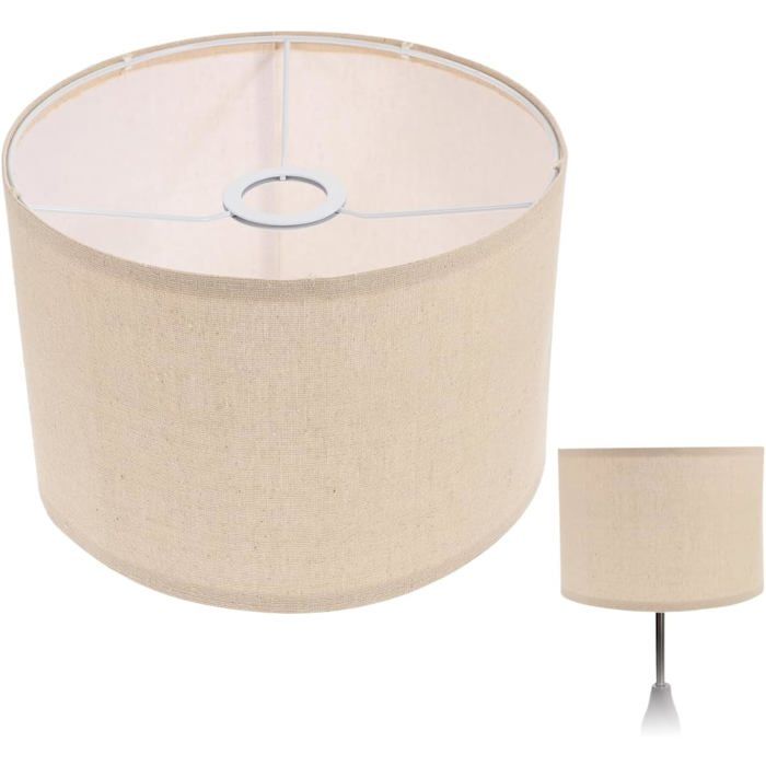 Abat-jour Lin Beige - 1 Pièce - Tissu Naturel et Fer - Montage Rapide E27 - Salon Chambre Bureau - 26 5 cm POTEAU DARRET
