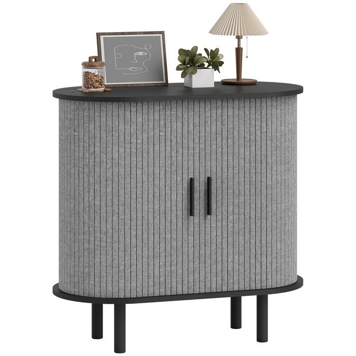 Buffet salon - HOMCOM - 2 portes coulissantes et 2 compartiments - style moderne - bois - 80 x 40 x 78 cm - gris