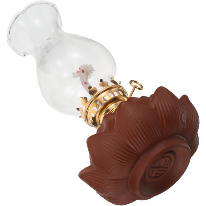 Petite lampe à huile lotus - KAGOLOW - Support coupe-vent - Réglable - Facile à utiliser - Convient aux salons de thé