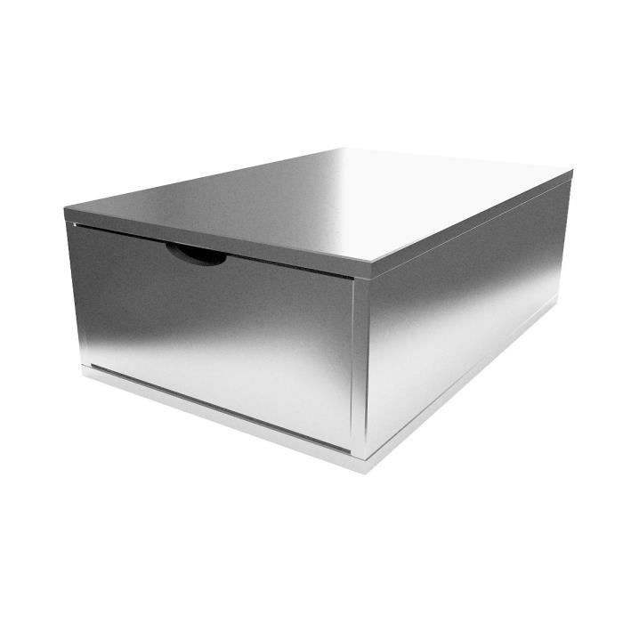 cube de rangement profondeur 75 cm + tiroir bois - couleur - gris aluminium