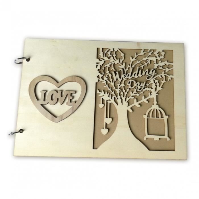 Livre D'or De Mariage Alternatif - Arbre à Signatures En Bois, 55 Feuilles, 30,5 Cm - Décoration Rustique - 5