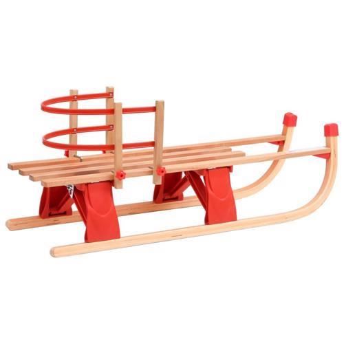 Luge En Bois Pour Enfant – Traineau Avec Dossier – 90 Cm De Long – Capacité 30 Kg – Pour La Neige