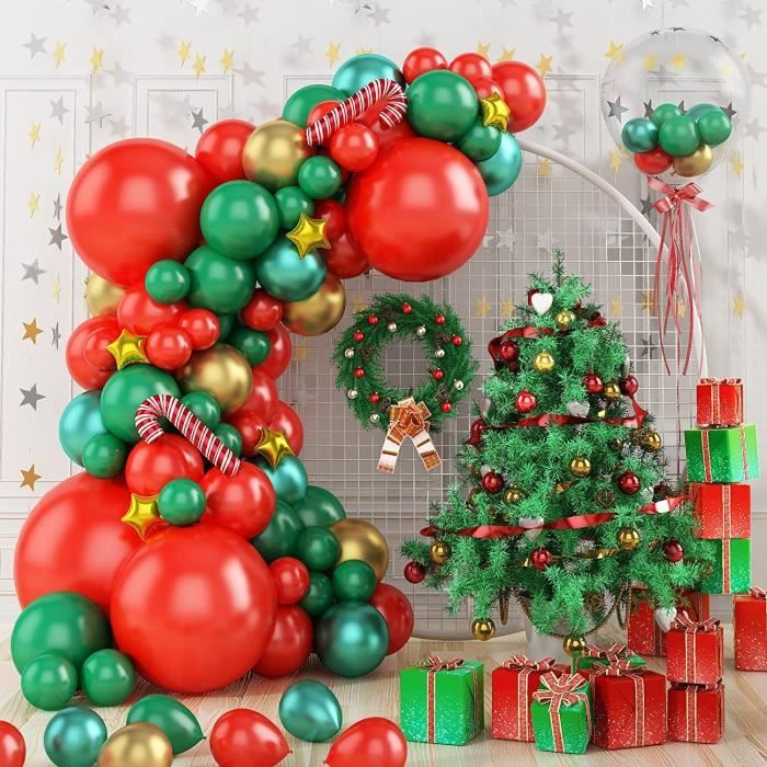 Kit d'arche de ballons de Noël, 126 pièces avec ballons de Noël rouges et  blancs, ballons en aluminium de canne à bonbons, guirlande - Cdiscount Sport