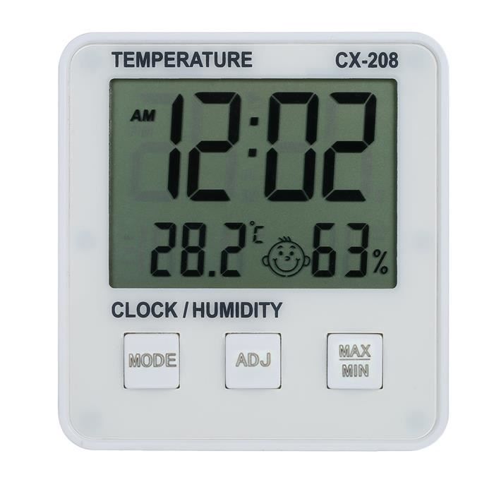 Indoor digital lcd hygromètre thermomètre température humidité meter horloge alarme