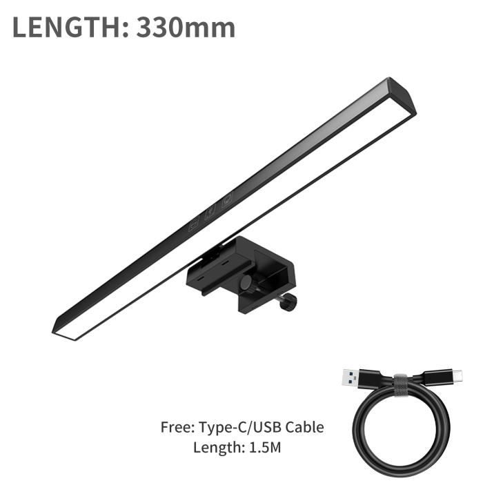 Lampe de bureau - LED - Rechargeable - Tactile - Pince - Réglable - Noir