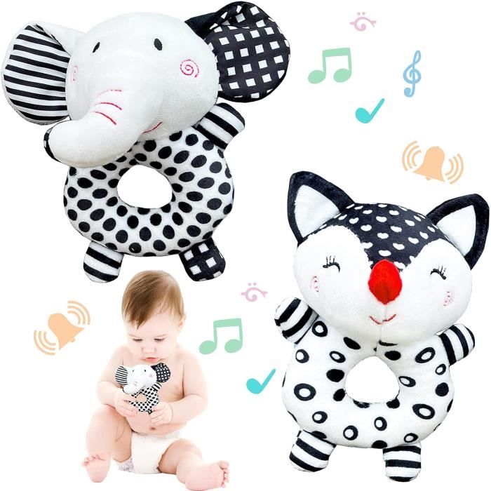 LEADSTAR Hochet Bébé, 2 Pièces Peluche Jouets Doux Sensorielles