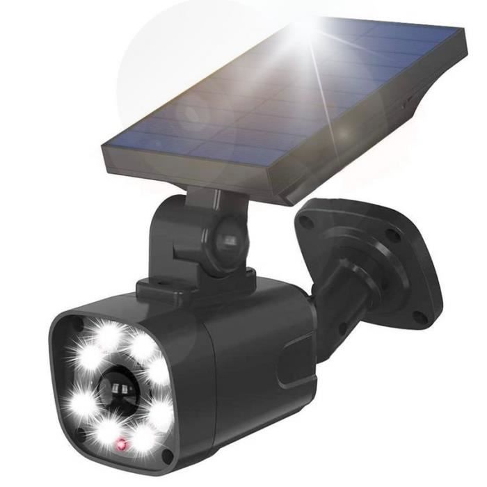 Caméra Extérieure Factice - Proxinova - Détecteur de mouvement PIR, projecteur LED à énergie solaire, facile à fixer,1050 Lumens