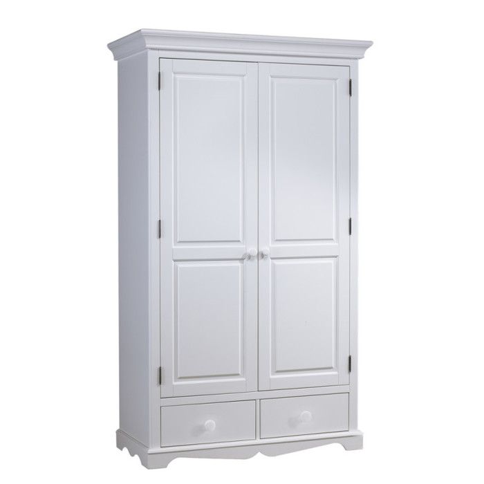 Armoire Penderie Blanche 2 Portes 2 Tiroirs 6 Niches L 114.5 H 195 P 54 cm - L 114.5 x l 54 x H 195 cm Armoire Penderie Blanche 2 Portes 2 Tiroirs 6 Niches L 114.5 H 195 P 54 cm - L 114.5 x l 54 x H 195 cm