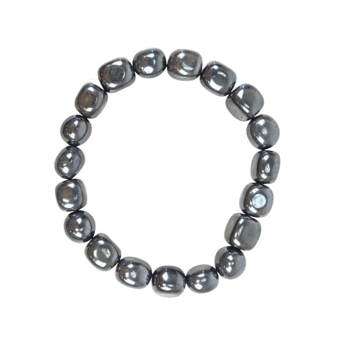 Bracelet Hématite AAA pierres roulées 10mm - Lithothérapie - Force Magnétique - Mixte