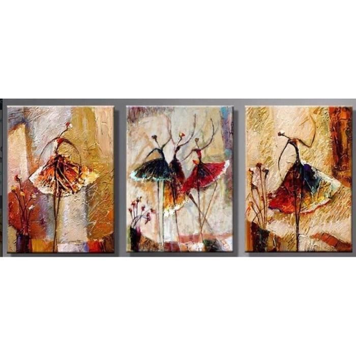 Tableau Déco - Peint à la main Toile 3Pcs Abstrait Danse Fille Peinture à  l'huile Moderne Art Mural - Sans Cadre - Achat / Vente tableau - toile -  Cdiscount