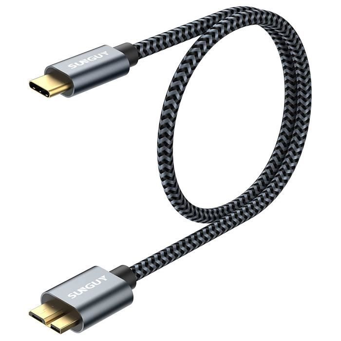 Câble USB C vers Micro B USB 3.0, 0,5 m USB C mâle vers Micro B