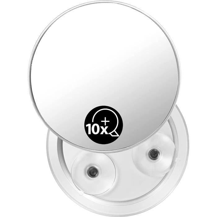 Miroir Grossissant 10X Avec 3 Ventouses - Miroir De Maquillage Portable Et Mural