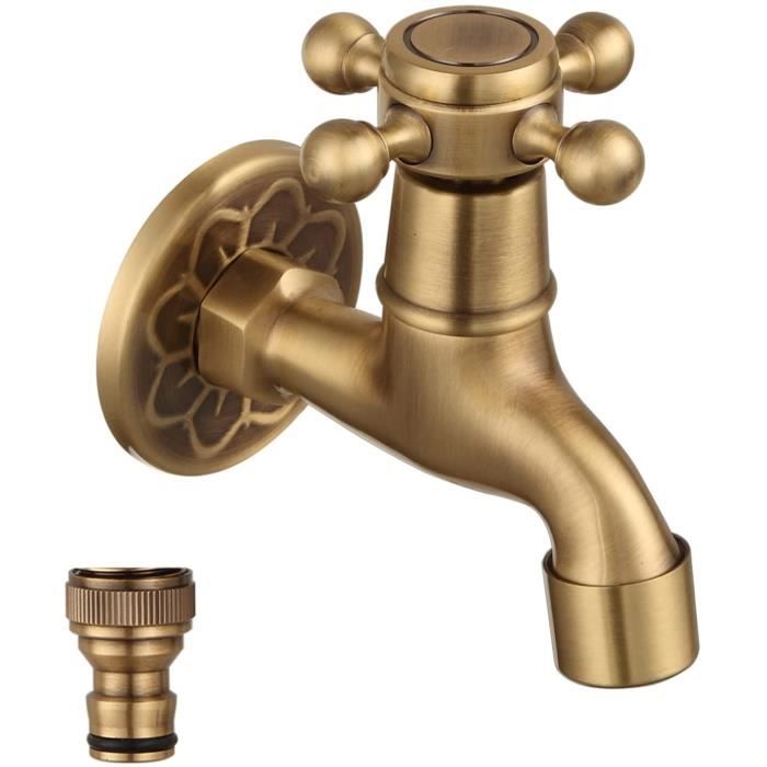 Robinet d'eau Froide Laiton Antique Mural Montage Poignée en croix ...