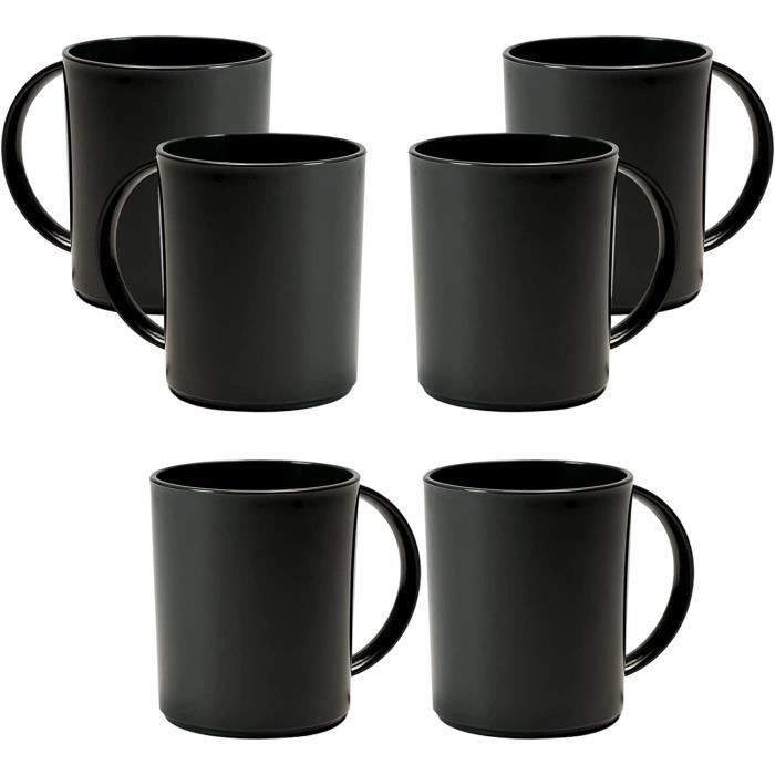6 Tasses Café Plastique 360ml Hausfelder - Incassables, Sans BPA - Pour Extérieur Et Camping