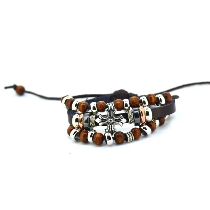 Gourmette Vintage - Maille Déco Avec Croix De Malte Argentée - Occasion - Réf. 5223