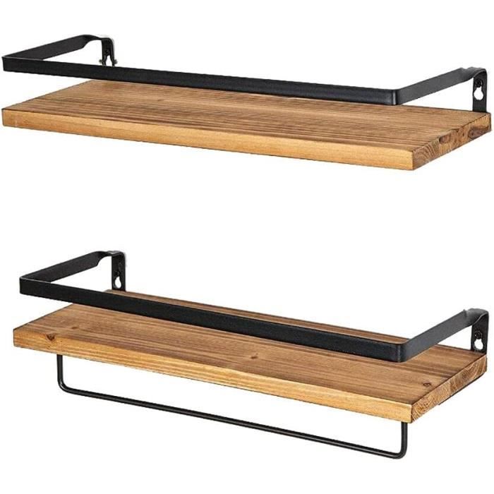 VALICLUD Étagère Murale Adhésive Porte-Serviettes - Organisateur Cuisine Salle De Bain Sans Perçage Noir