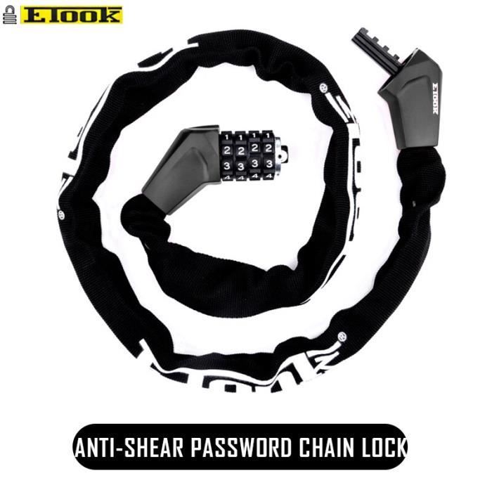 Antivol Vélo Homoto à Chaîne – 85 Cm De Long, Maillons 8 Mm, Cadenas à Code 5 Chiffres – Noir