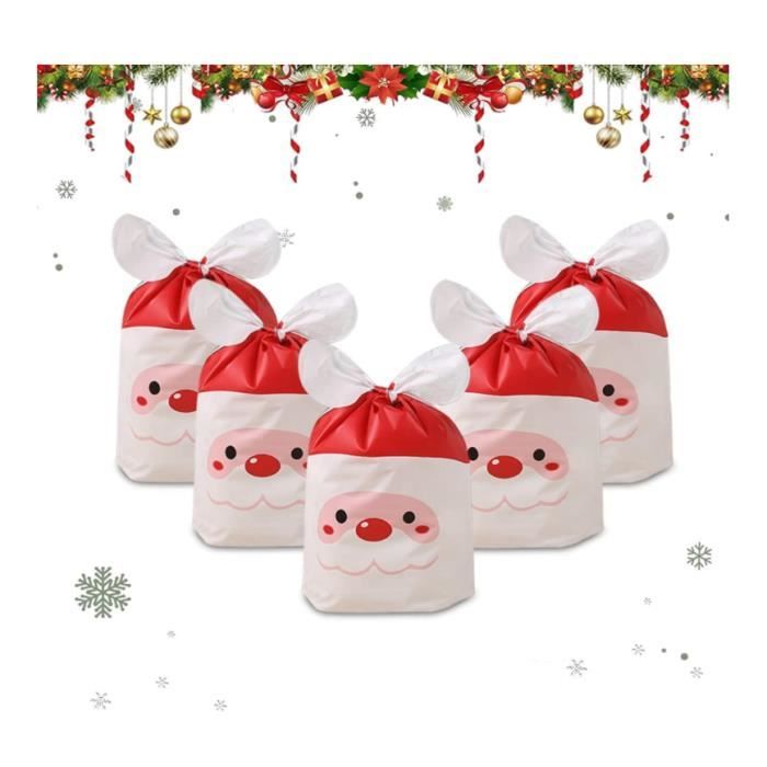 50pcs Sac de Bonbons de Noël,Sac de Bonbons,Sac Cadeau Noël Réutilisable,Sacs Cadeaux pour
