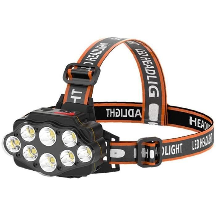 Lampe Frontale LED Rechargeable et Étanche pour sport randonnée USB et 2 piles 
