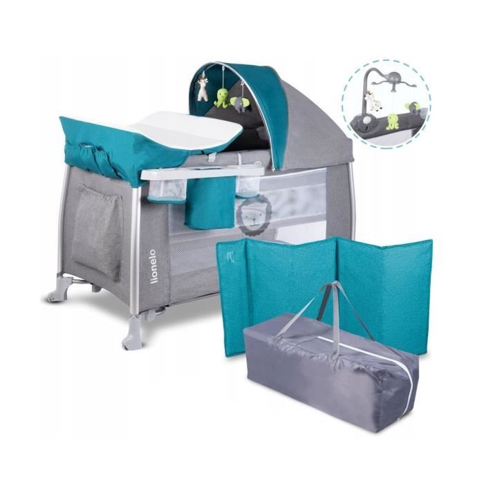 Lionelo Lit Parapluie Bebe Simon 2en1 Avec Matelas Et Accessoires Turquoise Gris Cdiscount Puericulture Eveil Bebe