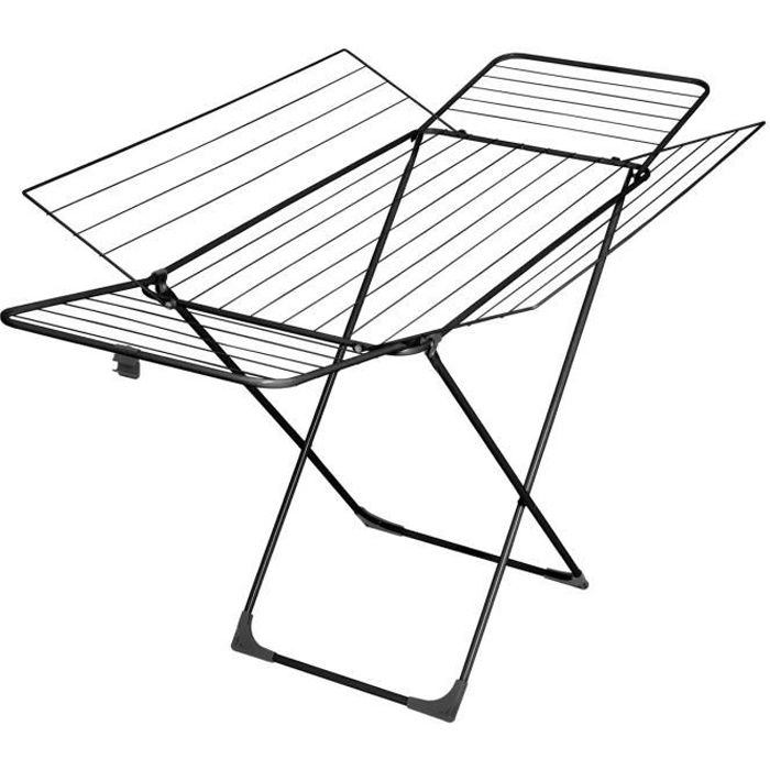 Eténdoir à linge Velkea H300 Séchoir à linge pliable avec 4 ailes Noir Surface de séchage totale 26m Intérieur Extérieur