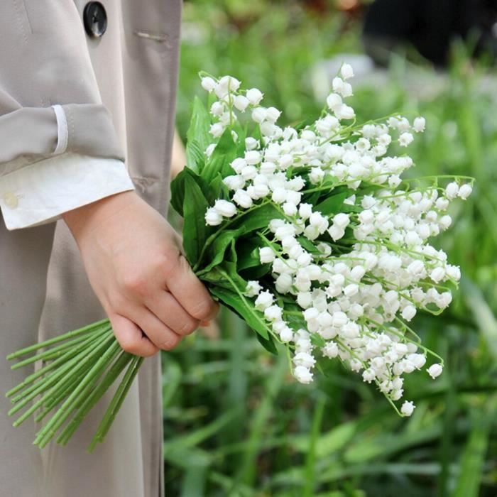 19 Nouveau Bouquet De Fleurs De Muguet Artificiel Pour La Decoration De Fete De Mariage Faux Fleur Cdiscount Maison