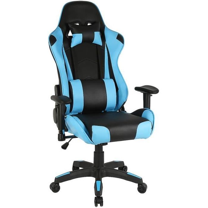 Ag Fauteuil Gamer Chaise De Bureau Hauteur Reglable Et Dossier Inclinable De 90 150 Bleu Et Noir Prix Pas Cher Cdiscount