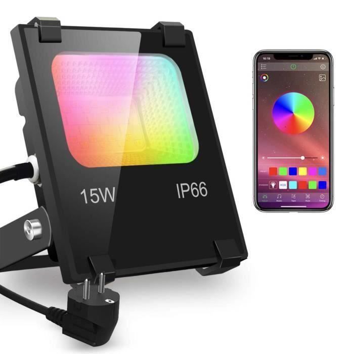 Rgbw Projecteur Led Exterieur 15w Controle Par Smartphone Intelligente Rgb Spot Led De Couleur Ip66 Etanche Ebea9 Achat Vente Rgbw Projecteur Led Exterieur Bientot Le Black Friday Cdiscount