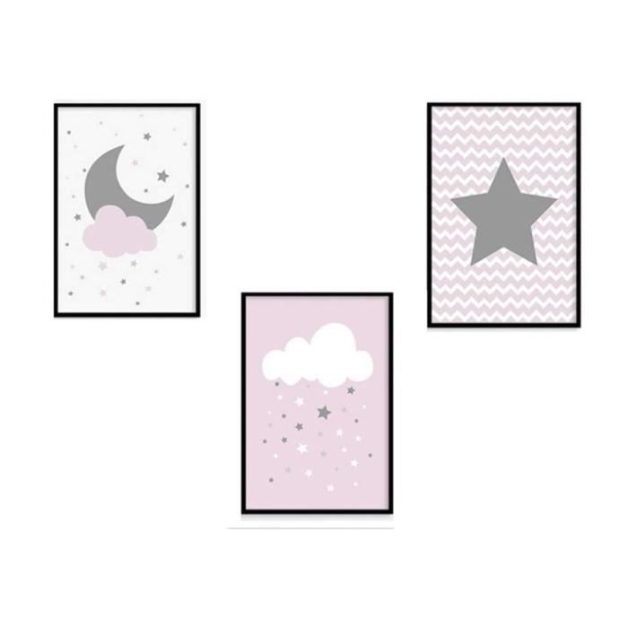 Lot De 3 Posters Déco Marin - Chambre Bébé Garçon - Thème Mer Avec Baleine, Bateau Et Coquillages - Format A3 (29,7x42cm)