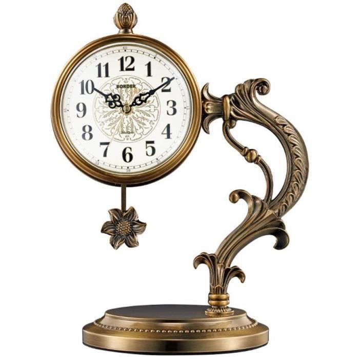 Horloge De Cheminée Silencieuse En Bois Noyer Vintage - Pendule Balançoire, Batterie, Parfaite Pour Salon Ou Bureau