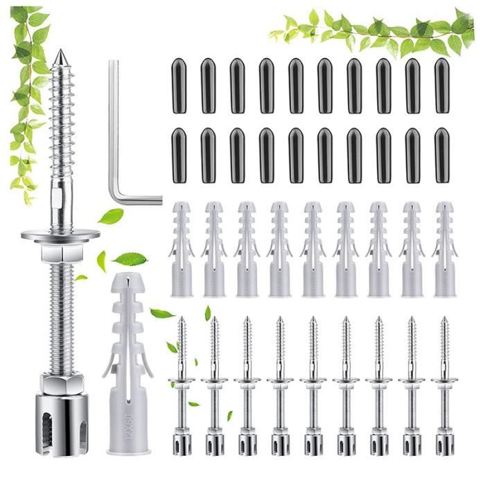 Tuteur Acier Inoxydable Pour Plantes Grimpantes - 12m Avec 8 Supports
