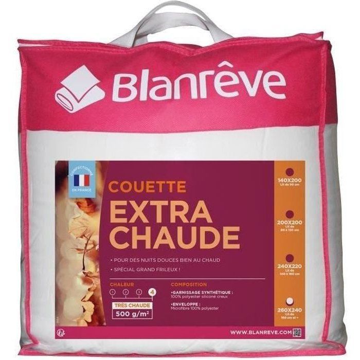 Couette Extra Chaude Microfibre - BLANREVE - 240 x 260 cm - Blanc