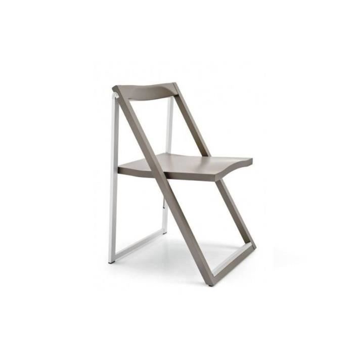 chaise pliante - calligaris - skip - pliant - contemporain - grège et aluminium satiné gris