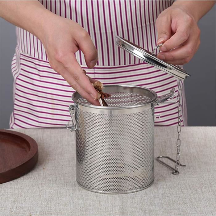 INIFLM Passoire à épices en Acier Inoxydable - Passoire à épices - Poignée Télescopique Pliable - Panier de Séparation pour Assaisonnements à Soupe pour la Cuisine