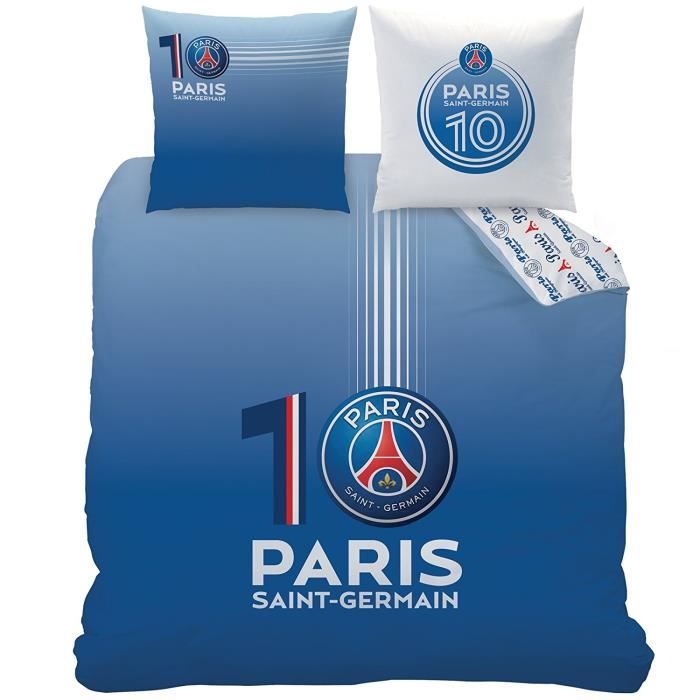 PSG Bleue Licence Officielle Parure de lit avec Housse de Couette 140x200 Taies doreiller Paris Saint-Germain Neymar- MBappe PSG 