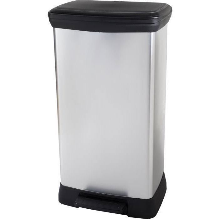 Poubelle Duo Rectangle DECO BIN CURVER 23+ Double compartiment 39 x 29 x 72 cm métallisé