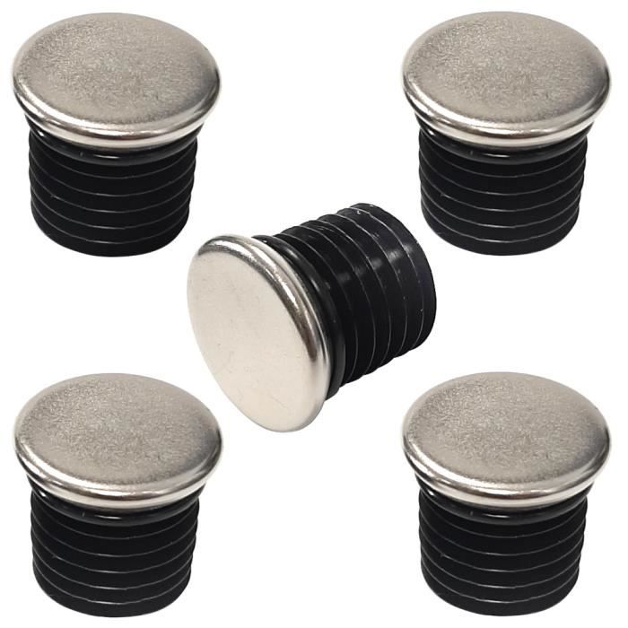 5x Bouchon de tube rond 20 mm embout rentrant tuyau chromé acier chaise meuble plat