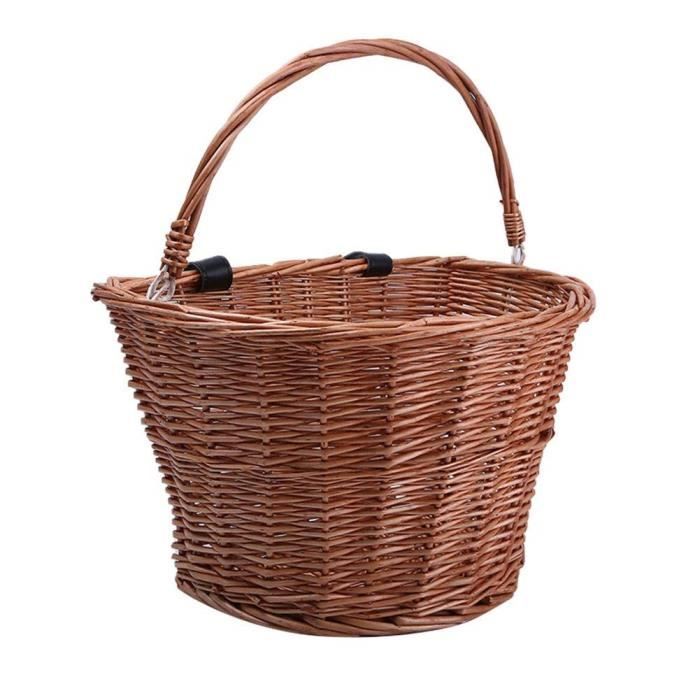 Accessoire vélo,Panier à guidon avant en osier pour enfants, sac tissé