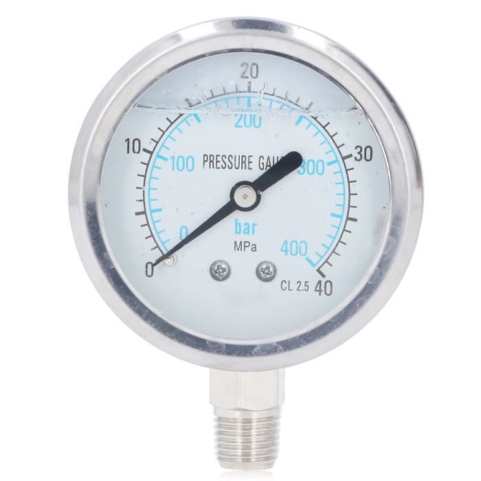 Manomètre 4 Pouces - 300 PSI, Raccord 1/4NPT, Montage Latéral/bas - Acier Chromé Carbo