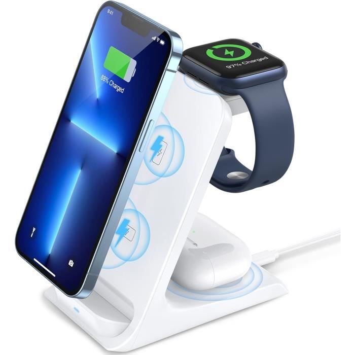 Station De Charge Sans Fil 3 En 1 - Chargeur à Induction Pour Plusieurs Appareils (Neuf)