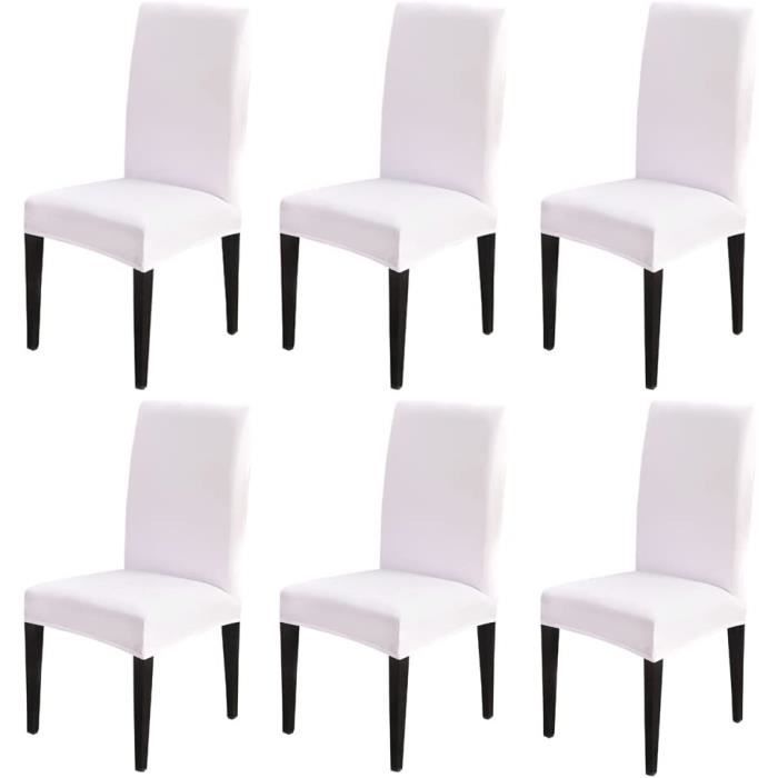 Xinfe Lot De 6 Housses De Chaises Extensibles Blanches - Universelles Et Durables Pour Salle à Manger